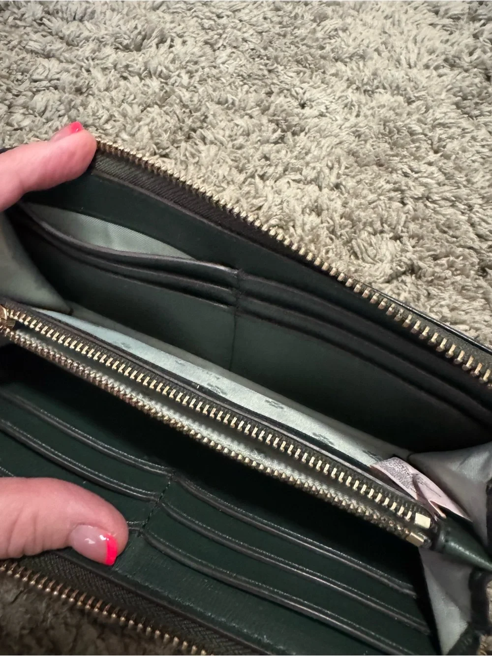 Kate Spade Pink & Black Striped Zip Around Continental Long Wallet